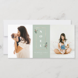 Modernes WEIHNACHTEN Gold Winter Berry Frame Foto