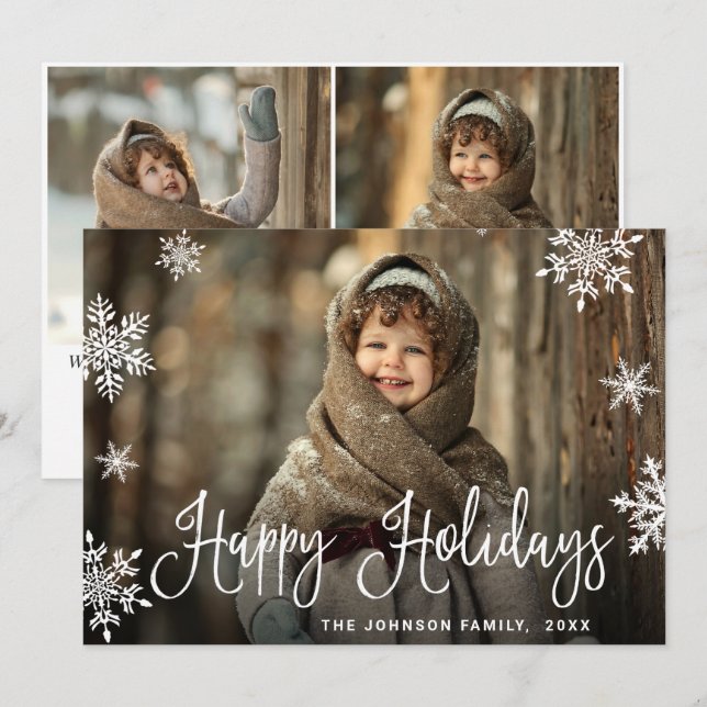 Modernes Weihnachts-FOTO Gruß Feiertagskarte (Vorne/Hinten)