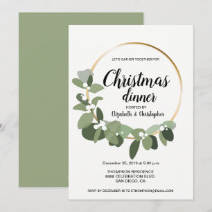 Modernes Weihnachtsabend Party Wreath Green Einladung