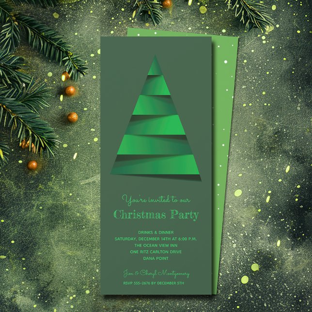 Modernes Weihnachtsbaum-Party Einladung (Modern Christmas Tree Party Invitations - PRINTED and/or INSTANT DOWNLOAD)