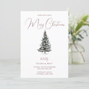 Modernes Weihnachtsbaum Party Snowy Weihnachtsbaum Einladung
