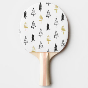 Modernes Weihnachtsbaum Schwarzes Gold Muster Tischtennis Schläger
