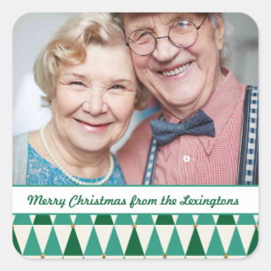 Modernes WeihnachtsbaumFoto aus dem Mittelalter Quadratischer Aufkleber