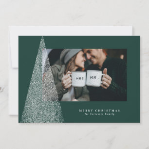 Modernes Weihnachtsbaumgrün-Foto Feiertagskarte