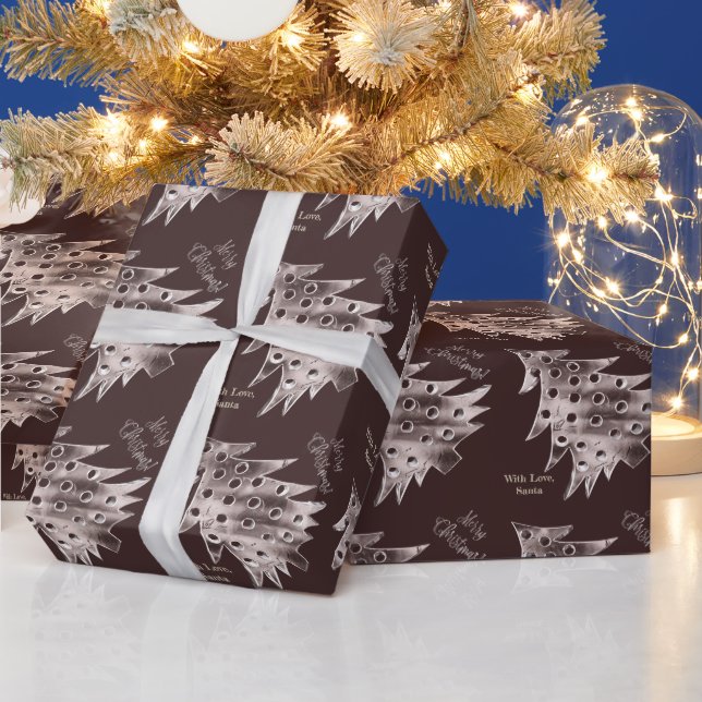 Modernes Weihnachtsbaummuster Elegantes Braun Geschenkpapier (Feiertage)
