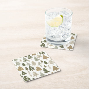 Modernes Weihnachtsbaummuster Rechteckiger Pappuntersetzer