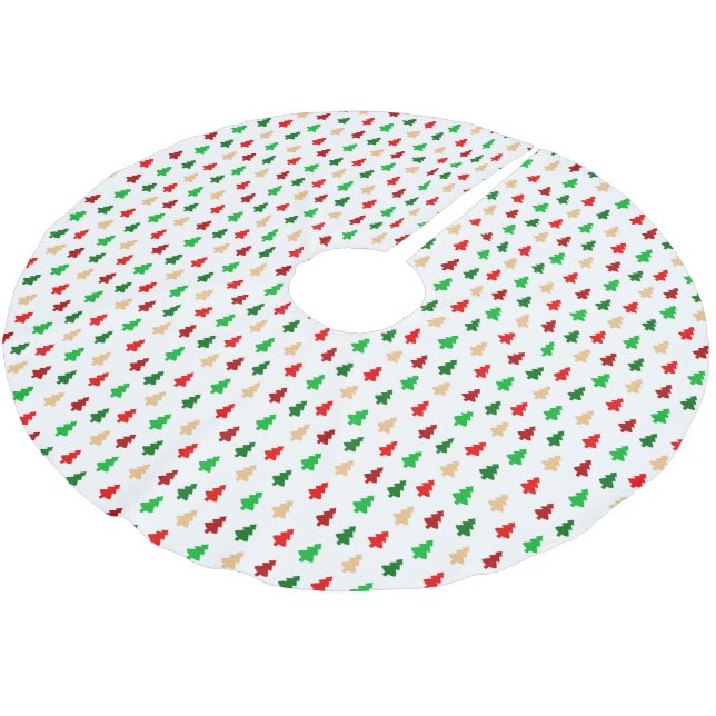 Modernes Weihnachtsbaummuster - Rotes Grün und Gol Polyester Weihnachtsbaumdecke (Schrägansicht)