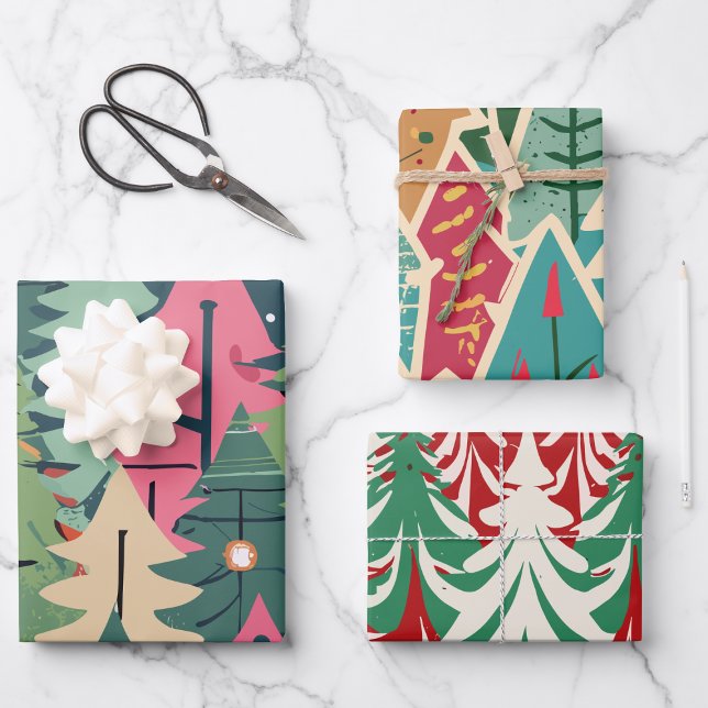 Modernes Weihnachtsbaumpapier mit Muster Geschenkpapier Set (Von Creator hochgeladen)