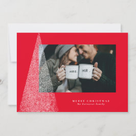 Modernes Weihnachtsbaumrotes Foto Feiertagskarte