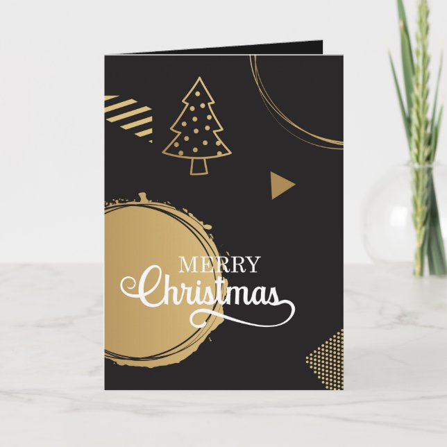 Modernes Weihnachtsdesign mit goldener geometrisch Karte (Vorderseite)