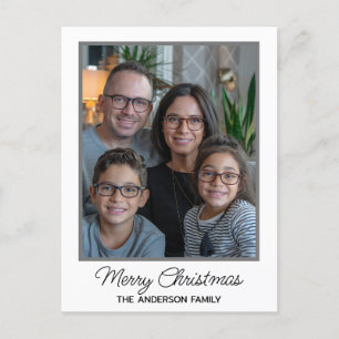 Modernes Weihnachtsfamilien Personalisiertes Foto Postkarte