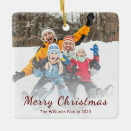 Modernes Weihnachtsfamilienfest - Foto Keramikornament