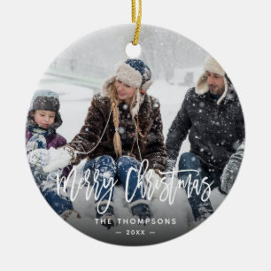 Modernes Weihnachtsfamiliengebäck Foto Handschrift Keramik Ornament