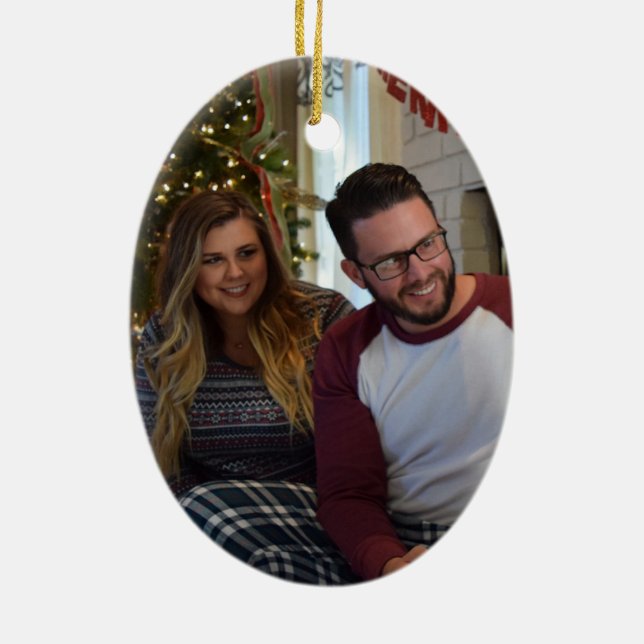 Modernes Weihnachtsfest Buntes Foto Ornament (Hinten)