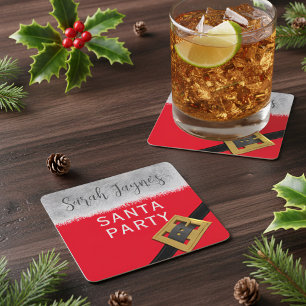 Modernes Weihnachtsfest im Santa Party Untersetzer