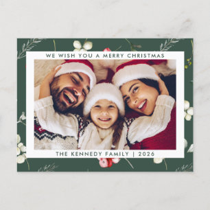 Modernes Weihnachtsfest Modernes Wintergrün Foto Feiertagspostkarte