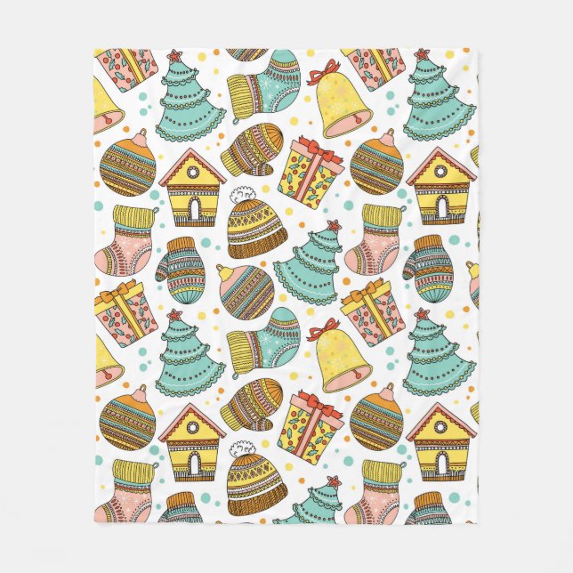Modernes Weihnachtsfest-Muster Fleecedecke (Vorderseite)