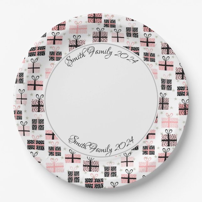 Modernes Weihnachtsfest Personalisiert Pappteller (Vorderseite)