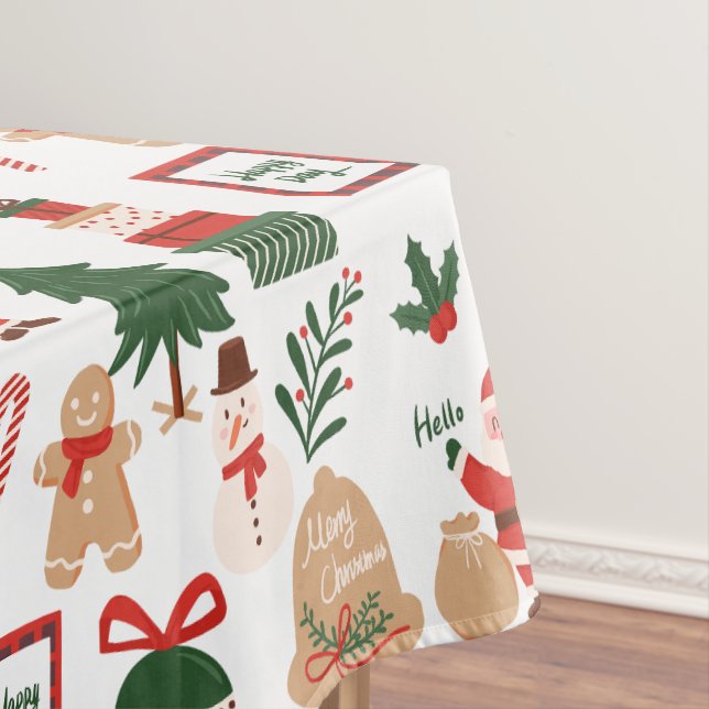 Modernes Weihnachtsgeschenk und Lebkuchenmuster Tischdecke (Beispiel)