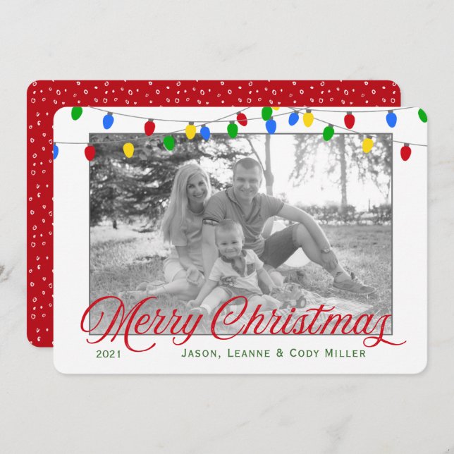 Modernes Weihnachtslicht - Foto Feiertagskarte (Vorne/Hinten)
