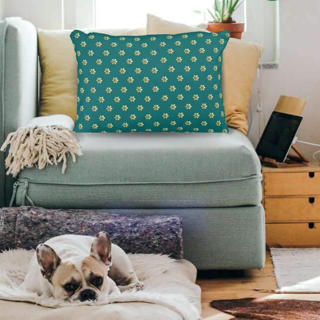 Modernes Weihnachtsmuster Aquamarin & Gold florale Dekokissen (Von Creator hochgeladen)