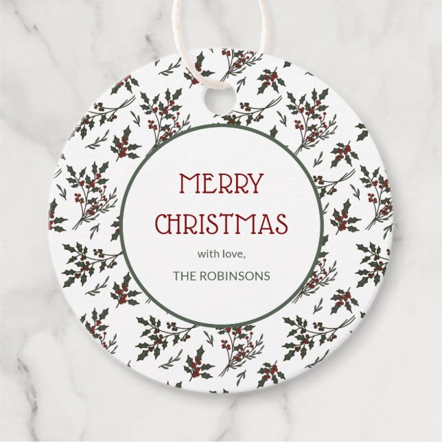 Modernes Weihnachtsmuster Botanischer Berries Geschenkanhänger (Vorderseite)