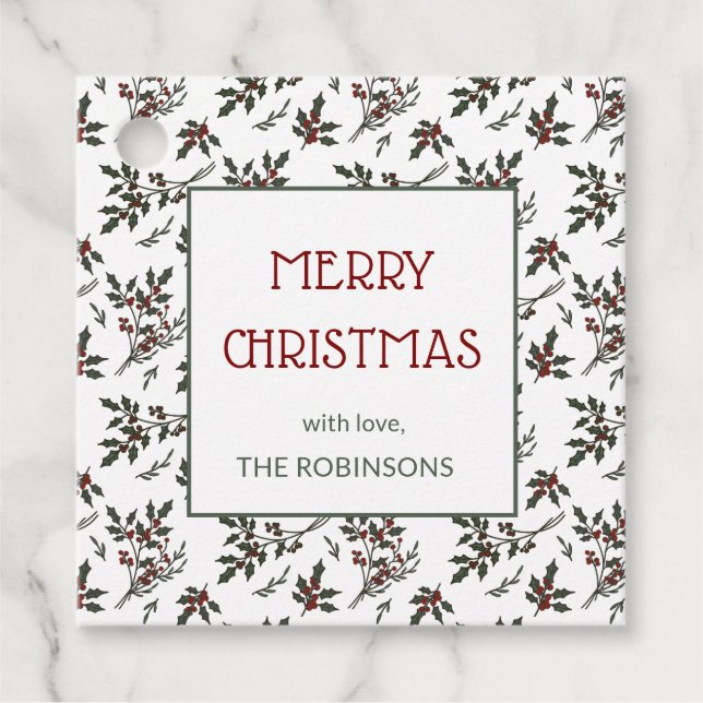 Modernes Weihnachtsmuster Botanischer Berries Geschenkanhänger (Vorderseite)