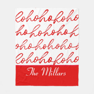 Modernes Weihnachtsmuster in Rot und Weiß Fleecedecke