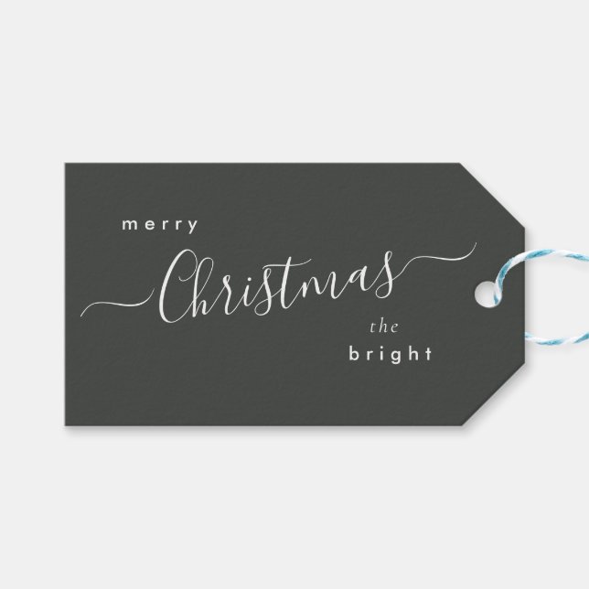 Modernes Weihnachtswald grün dunkel Geschenkanhänger (Vorderseite (Horizontal))