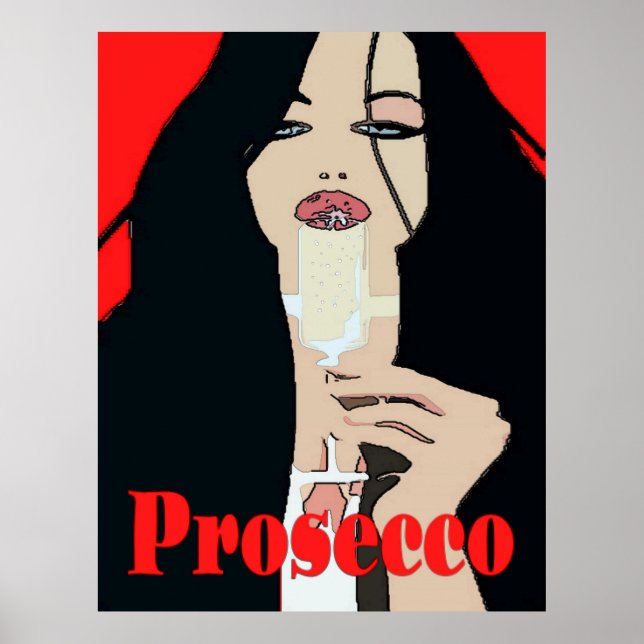 Modernes Weinkeller, Prosecco Poster (Vorne)
