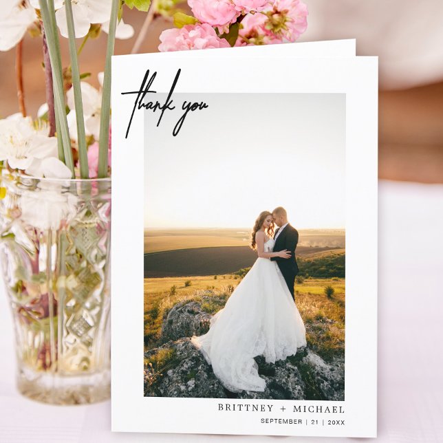 Modernes Weiß mit Handschrift Danke (Von Creator hochgeladen)