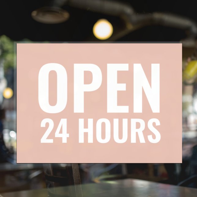 Modernes Weiß & Rosa Fensterheber rund um die Uhr  Fensteraufkleber (Von Creator hochgeladen)