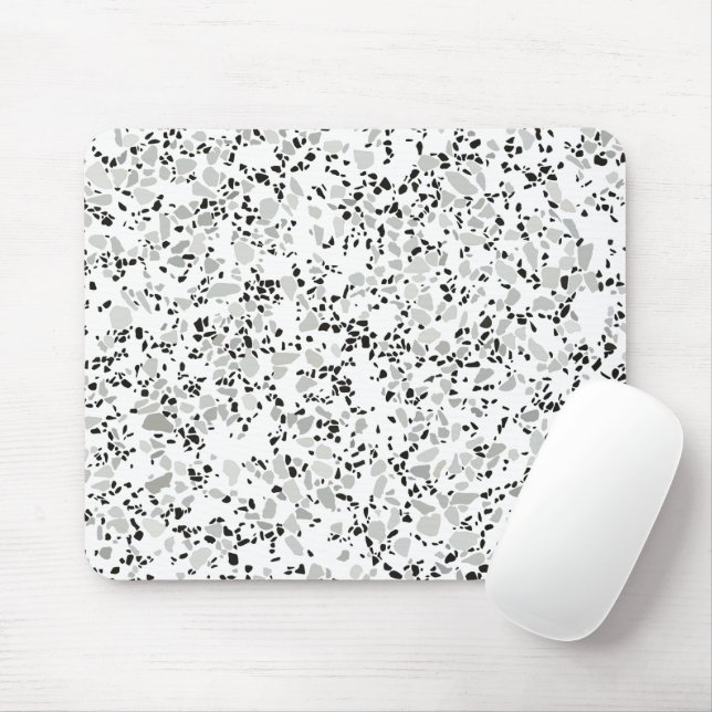 Modernes Weiß Terrazzo Mousepad (Mit Mouse)