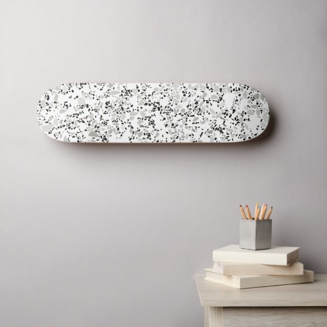 Modernes Weiß Terrazzo Skateboard (Wandkunst (Horz))