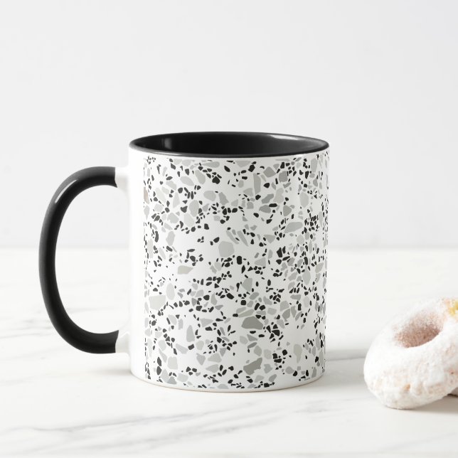 Modernes Weiß Terrazzo Tasse (Mit Donut)