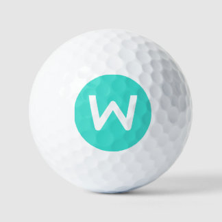 Modernes Weißes Anfangsschreiben | Türkisblau Golfball