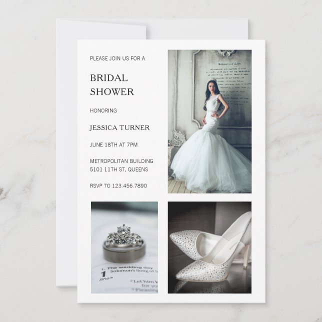 Modernes Weißes Brautparty Einladung (Vorderseite)