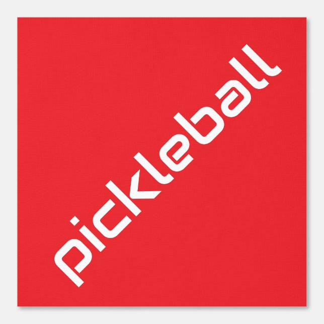 Modernes weißes Diagonal PICKLEBALL auf Sportsrot Tapete (Vorderseite)