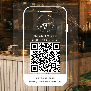 Modernes weißes Geschäftslogo-Scan-Preisliste QR-C Fensteraufkleber