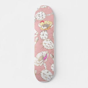 Modernes weißes goldfarbenes, rosa Catus-Floral-Mu Skateboard