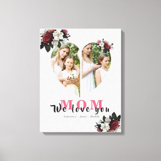 Modernes Weißes Herz Gestaltetes Geschenk für Mutt Leinwanddruck (Vorderseite)