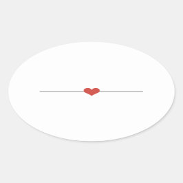 Modernes weißes Herz Ovaler Aufkleber