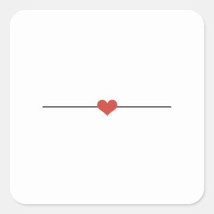 Modernes weißes Herz Quadratischer Aufkleber