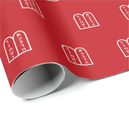 Modernes, weißes jüdisches Torahmuster Hanukkah Geschenkpapier