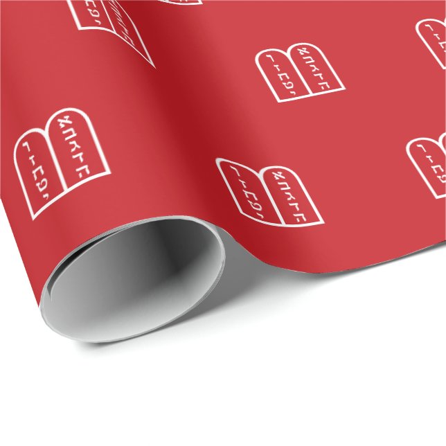 Modernes, weißes jüdisches Torahmuster Hanukkah Geschenkpapier (Rolleneckpunkt)
