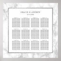 Modernes, weißes Marmor-Hochzeitsdiagramm