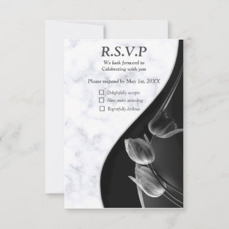 Modernes Weißes Marmorschwarz Abstrakt RSVP Karte