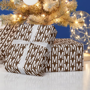 Modernes, weißes Monogramm-Muster Geschenkpapier