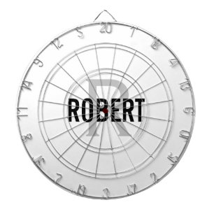 Modernes, weißes Monogramm-Namenspappe Dartscheibe