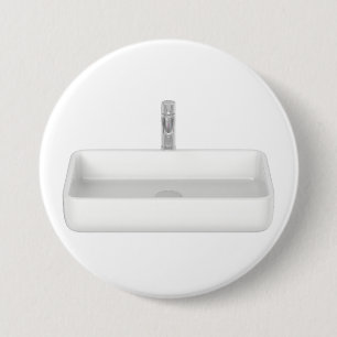 Modernes weißes Waschbecken mit Wasserhahn Button